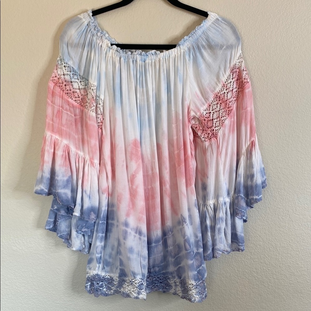 Surf Gypsy tie dyed boho flowy top women’s M EUC runs big
